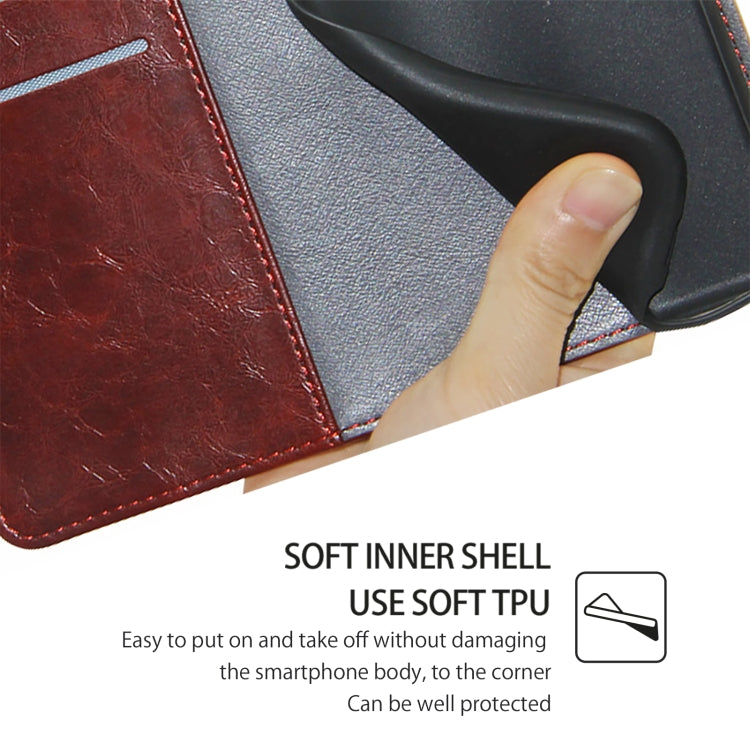 Funda de Cuero para OnePlus Nord Ce 4 Lite 5G con Costuras Geométricas (Marrón Oscuro)