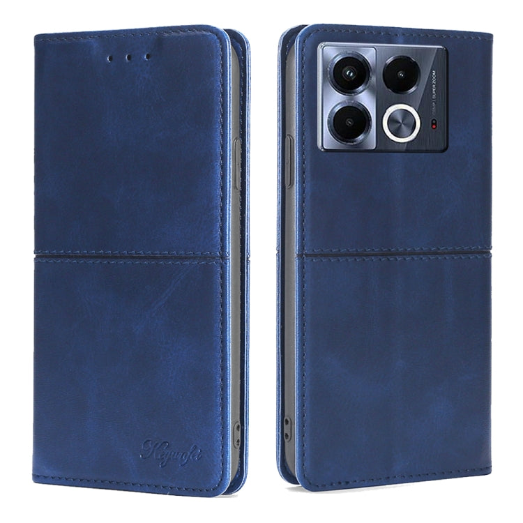 Funda de Cuero Magnética Textura de Vaca para Infinix Note 40 5G (Azul)