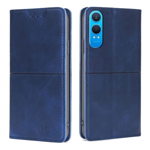 Funda de Cuero Textura de Vaca con Cierre Magnético para OnePlus Nord Ce 4 Lite 5G (Azul)