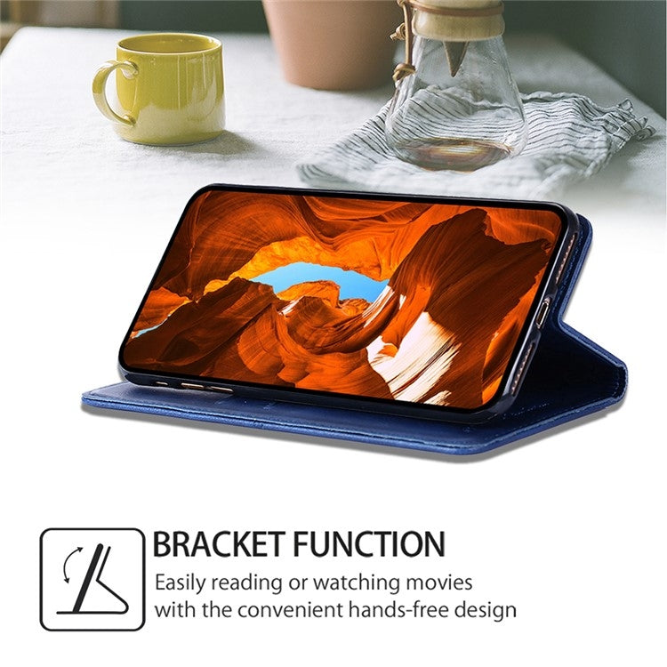 Funda de Cuero Textura de Vaca con Cierre Magnético para OnePlus Nord Ce 4 Lite 5G (Azul)