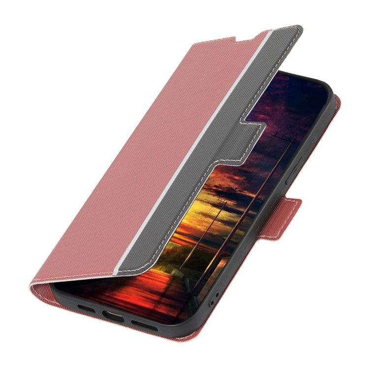 Funda de Cuero Textura de Sarga con Botones Laterales para OnePlus Nord Ce 4 Lite 5G (Rosa)