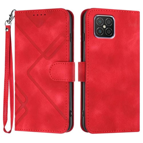 Funda de Cuero para Huawei Nova 8 Se con Diseño de Líneas y Tacto Suave (Rojo)