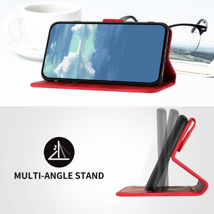 Funda de Cuero para Huawei Nova 8 Se con Diseño de Líneas y Tacto Suave (Rojo)