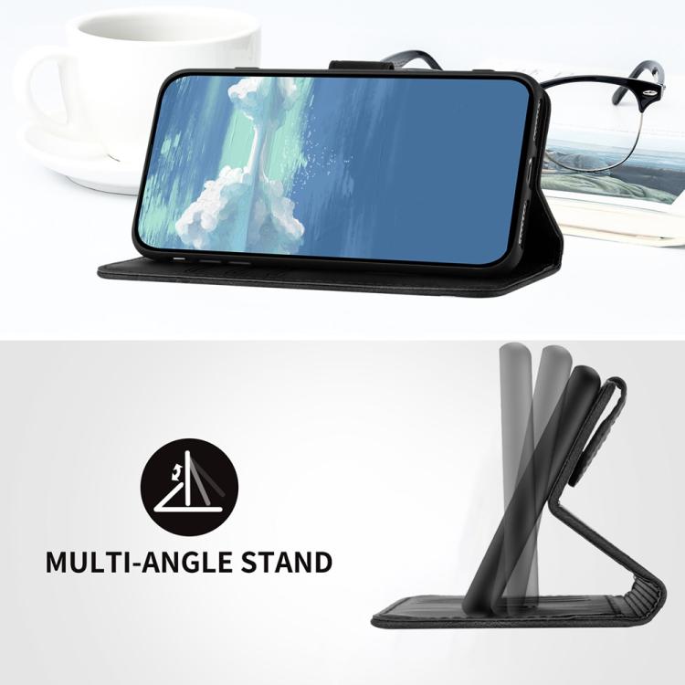 Funda de Cuero para Huawei Nova 8 Se con Diseño de Líneas y Tacto Suave (Negra)