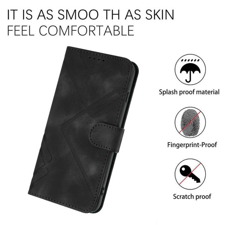 Funda de Cuero para Huawei Nova 8 Se con Diseño de Líneas y Tacto Suave (Negra)