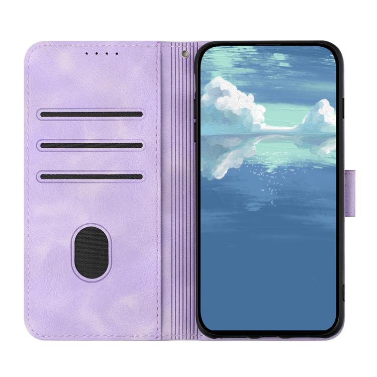 Funda de Cuero Huawei Nova 8 Se Diseño de Líneas Tacto Suave (Morado Claro)