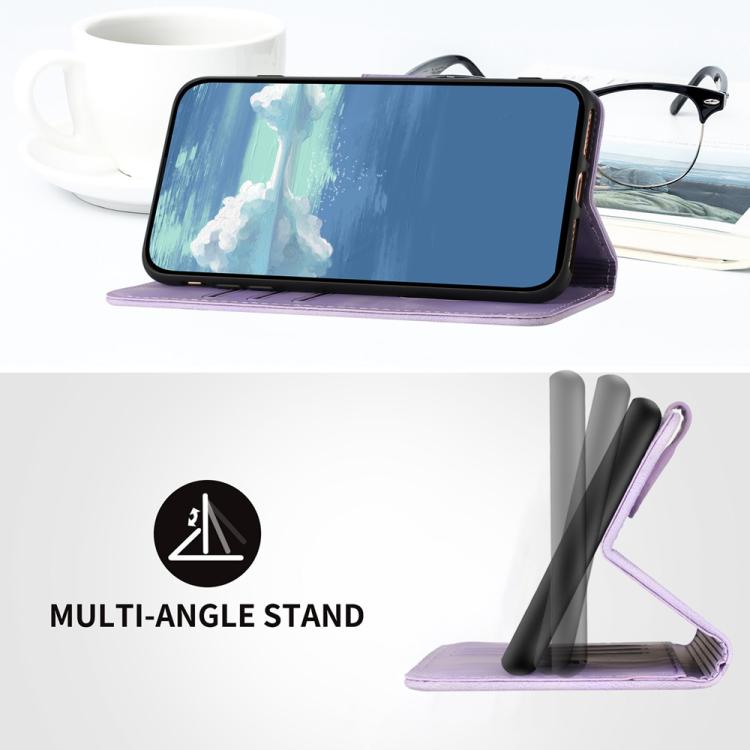 Funda de Cuero Huawei Nova 8 Se Diseño de Líneas Tacto Suave (Morado Claro)