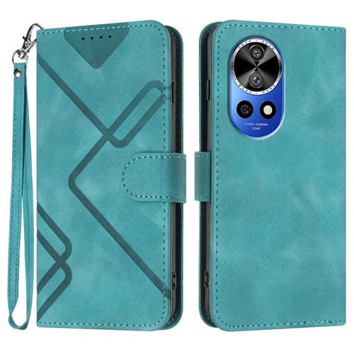 Funda de Cuero para Huawei Nova 12 Pro y Nova 12 Ultra con Diseño de Líneas y Tacto Suave (Azul Claro)