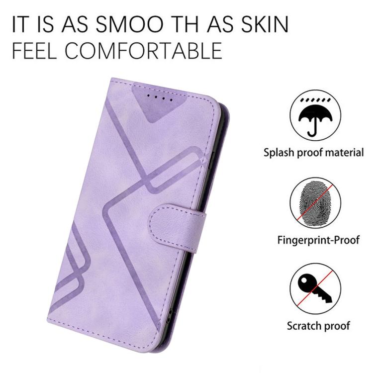 Funda Piel Sintética Huawei P50 Diseño de Líneas (Morado Claro)
