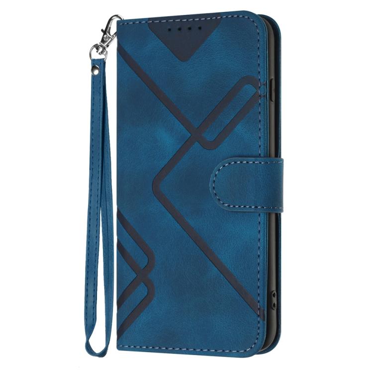 Funda de Cuero Huawei P60/P60 Pro Diseño de Líneas Tacto Suave (Azul Real)