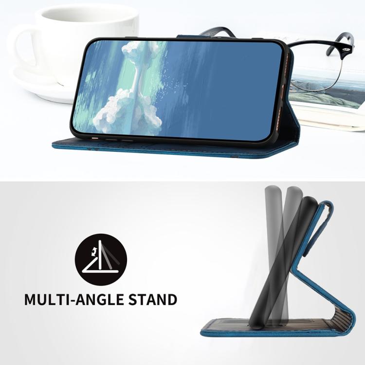 Funda de Cuero Huawei P60/P60 Pro Diseño de Líneas Tacto Suave (Azul Real)