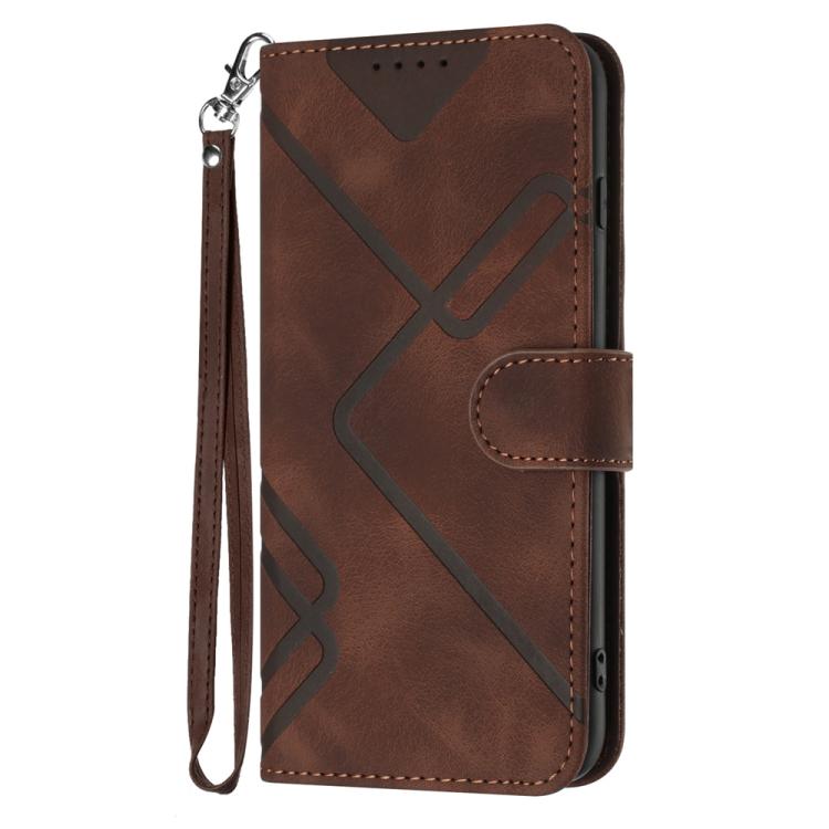 Funda de Cuero Huawei P60/P60 Pro Diseño de Líneas Tacto Suave (Café)