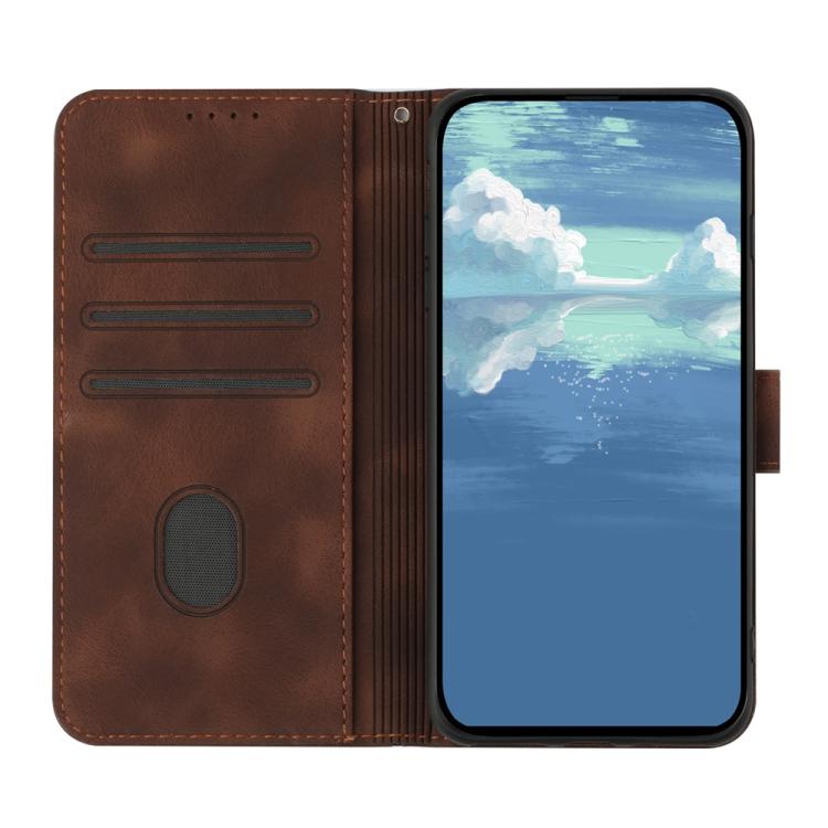 Funda de Cuero Huawei P60/P60 Pro Diseño de Líneas Tacto Suave (Café)