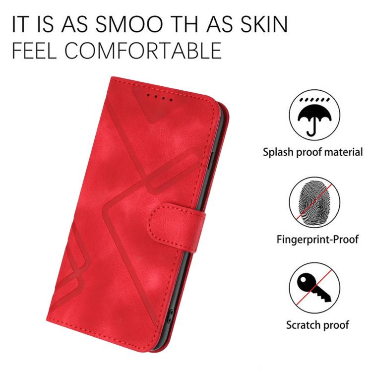 Funda de Cuero para Huawei Enjoy 20 Se 4G con Diseño de Líneas y Tacto Suave (Rojo)