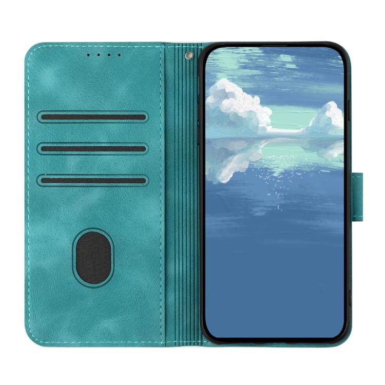 Funda de Cuero para Huawei Enjoy 50 Pro y Nova Y90 con Diseño de Líneas y Tacto Suave (Azul Claro)