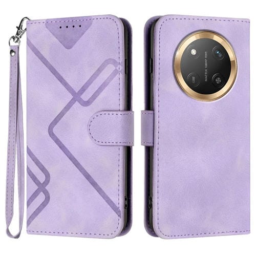 Funda de Cuero para Honor X9C con Diseño de Líneas Globales (Morado Claro)