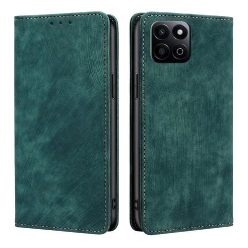 Funda de Cuero Magnética con Cepillo Antirrobo Rfid para Honor Play 60 Plus (Verde)