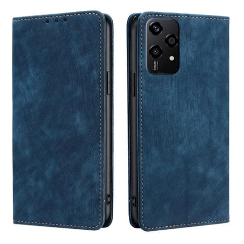Funda de Cuero Magnética con Cepillo Antirrobo RFID para Honor 200 Lite 5G (Azul)