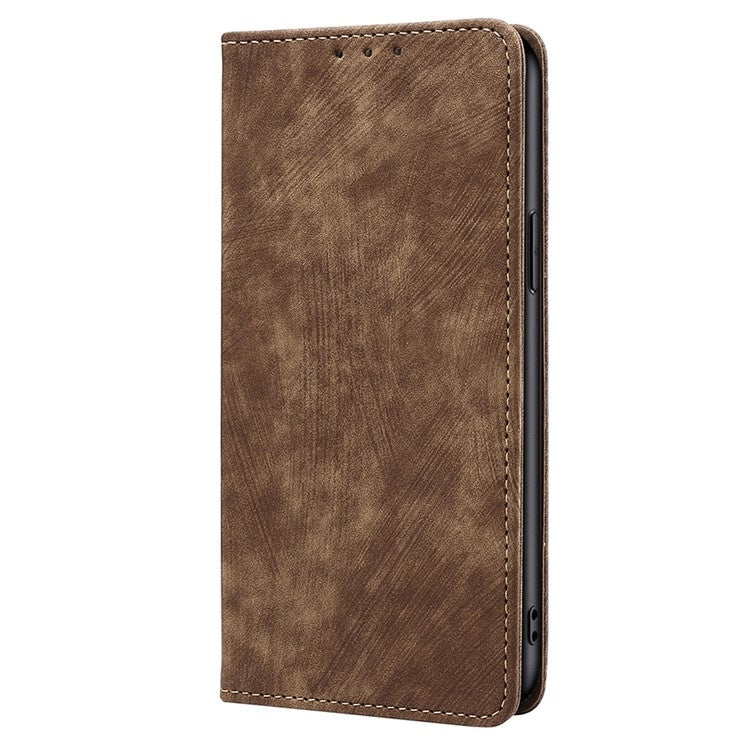 Funda de Cuero Magnética con Cepillo Antirrobo Rfid para OnePlus Nord Ce 4 Lite 5G (Marrón)