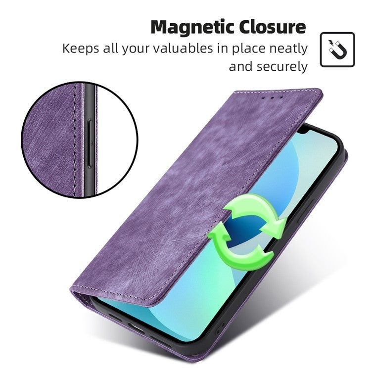 Funda de Cuero Magnética Antirrobo Rfid para OnePlus Nord Ce 4 Lite 5G (Morado)