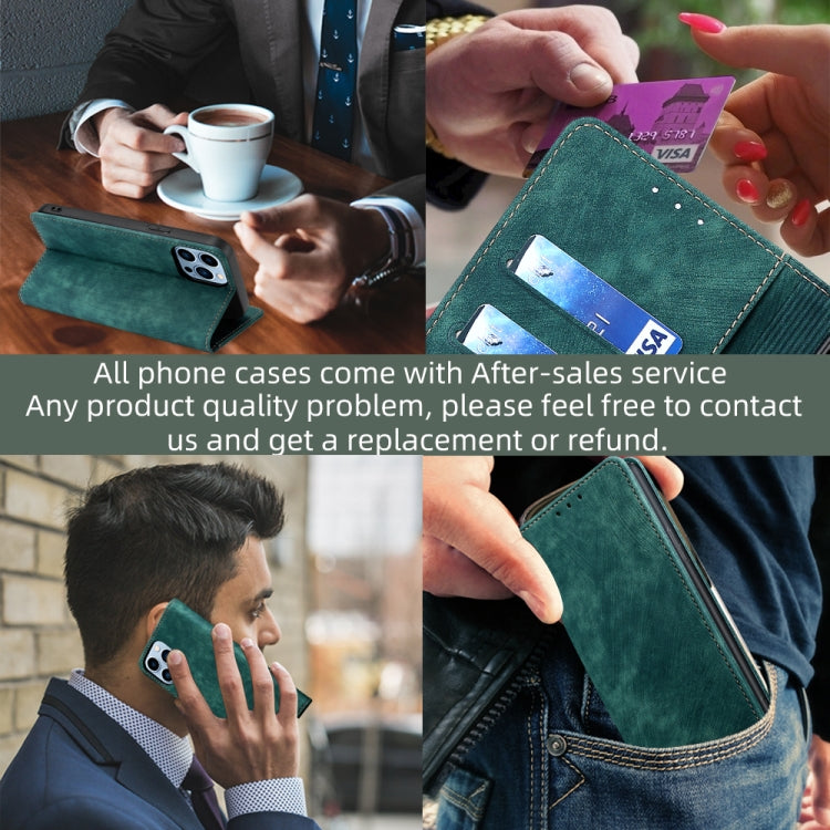 Funda de Cuero Magnética para Huawei Enjoy 60 Pro y Nova 11I con Rfid y Cepillo Antirrobo (Verde)