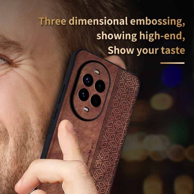 Funda para Teléfono Azns con Textura de Piel en Relieve 3D para Huawei Nova 13 Pro (Marrón)