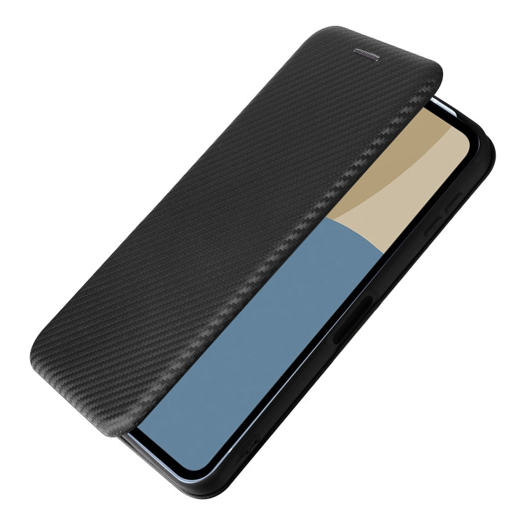 Funda de Cuero con Tapa y Fibra de Carbono para Sharp Aquos Sense9 (Negra)