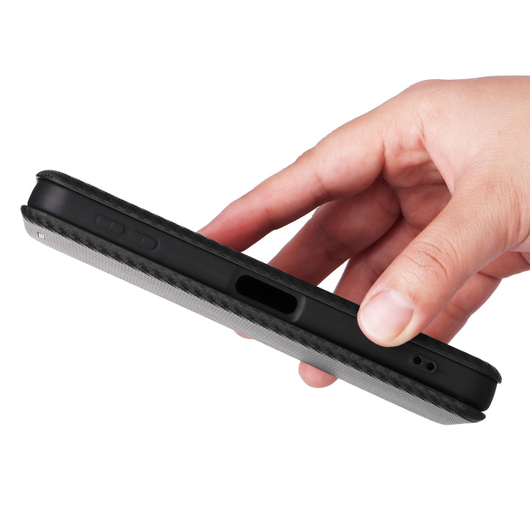 Funda de Cuero con Tapa y Fibra de Carbono para Sharp Aquos Sense9 (Negra)