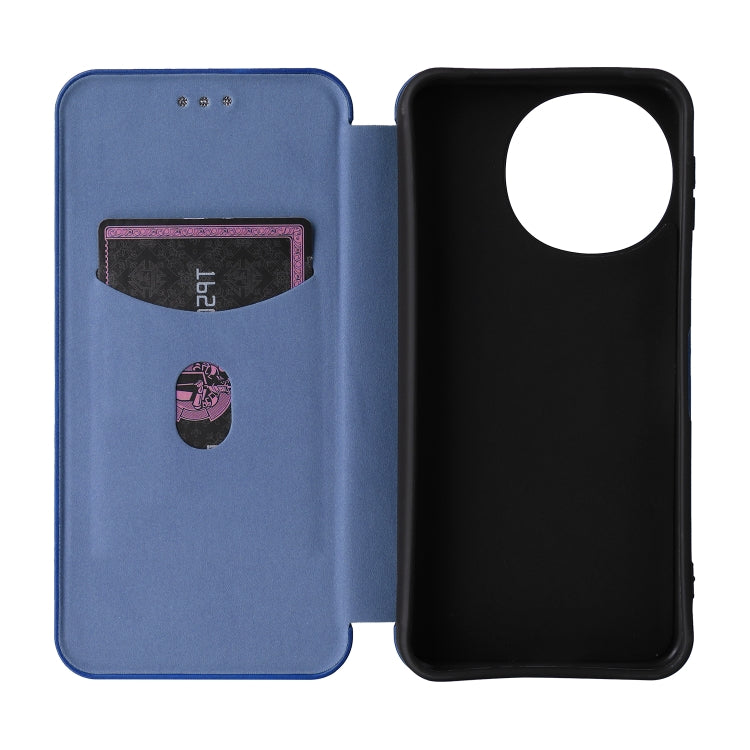 Funda de Cuero con Tapa y Fibra de Carbono para Sharp Aquos Sense9 (Azul)