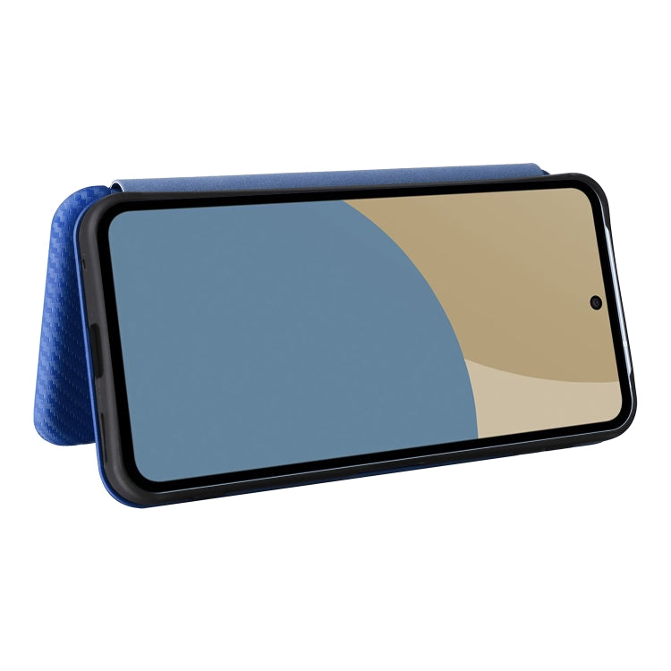 Funda de Cuero con Tapa y Fibra de Carbono para Sharp Aquos Sense9 (Azul)