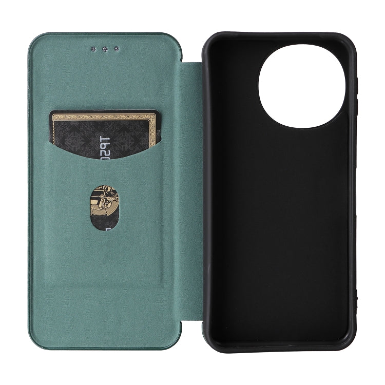 Funda de Cuero con Tapa y Textura de Fibra de Carbono para Sharp Aquos Sense9 (Verde)