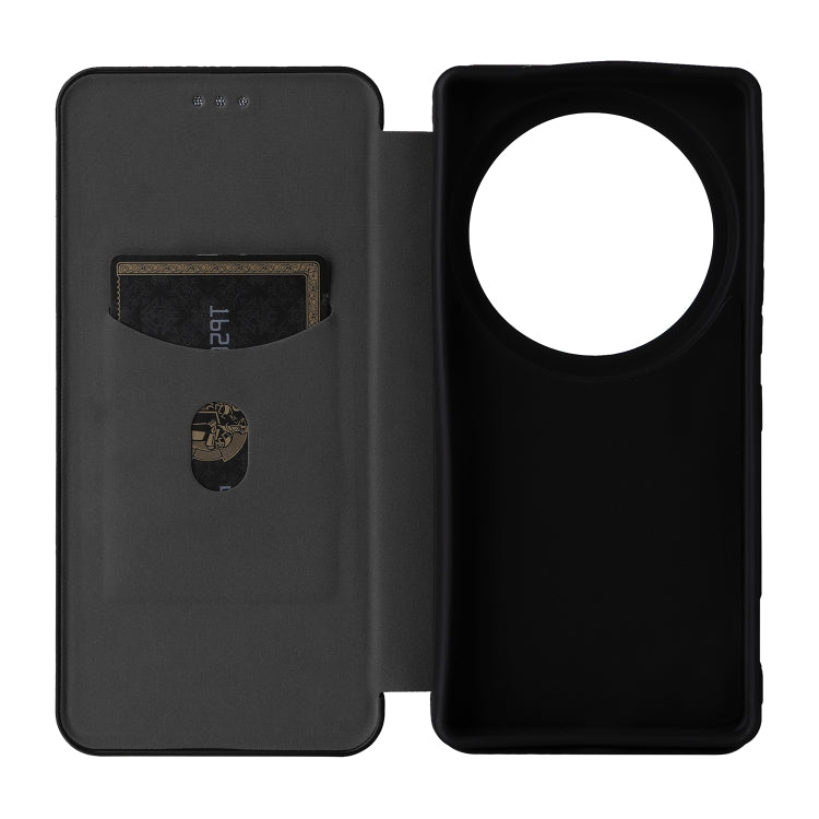Funda de Cuero con Tapa y Fibra de Carbono para Sharp Aquos R9 Pro (Negra)