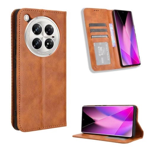 Funda de Cuero Infinix Zero 40 5G Textura Retro con Hebilla Magnética (Marrón)