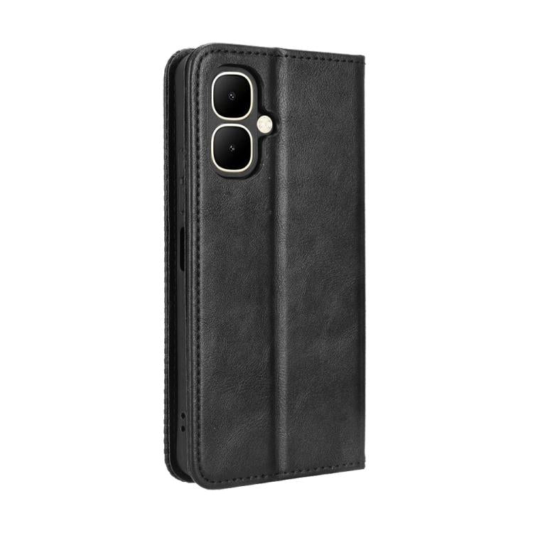 Funda de cuero con textura retro y hebilla magnética para Infinix Smart 10 / Tecno Pop 10 4G (negro)