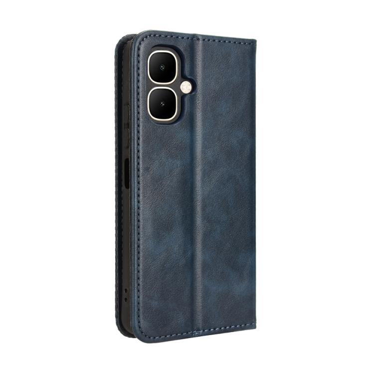 Funda de cuero con textura retro y hebilla magnética para Infinix Smart 10 / Tecno Pop 10 4G (azul)