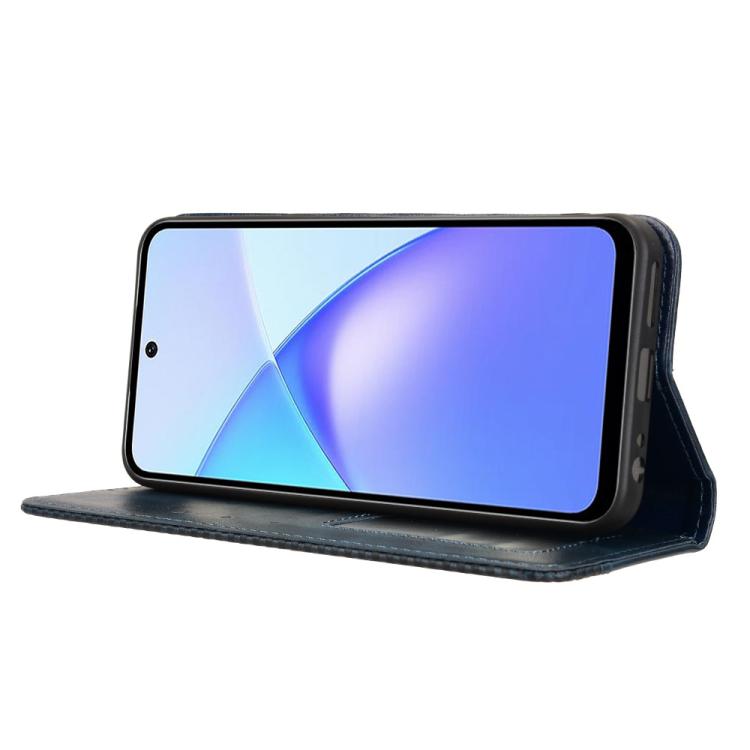 Funda de cuero con textura retro y hebilla magnética para Infinix Smart 10 / Tecno Pop 10 4G (azul)