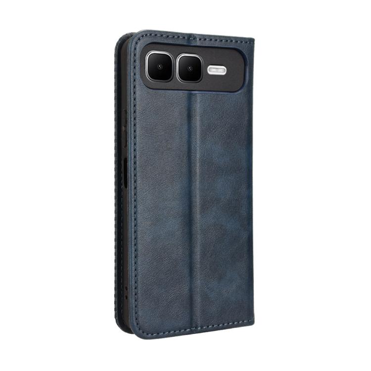 Funda de cuero con textura retro y hebilla magnética para Infinix Smart 10 Plus 4G (azul)