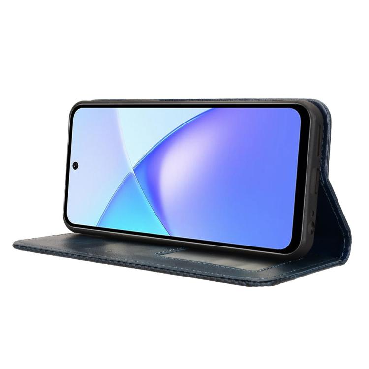 Funda de cuero con textura retro y hebilla magnética para Infinix Smart 10 Plus 4G (azul)