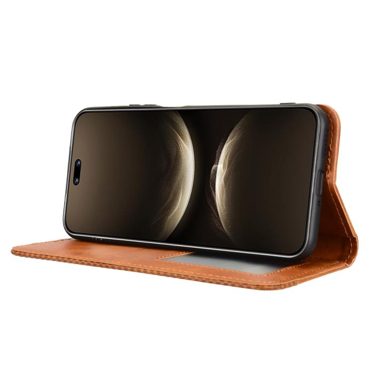 Funda de cuero con textura retro y hebilla magnética para Huawei Nova 14 5G (marrón)