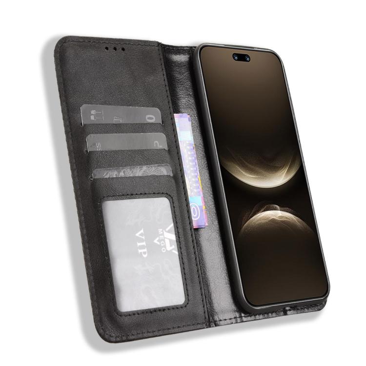 Funda de cuero con textura retro y hebilla magnética para Huawei Nova 14 Pro 5G (negro)