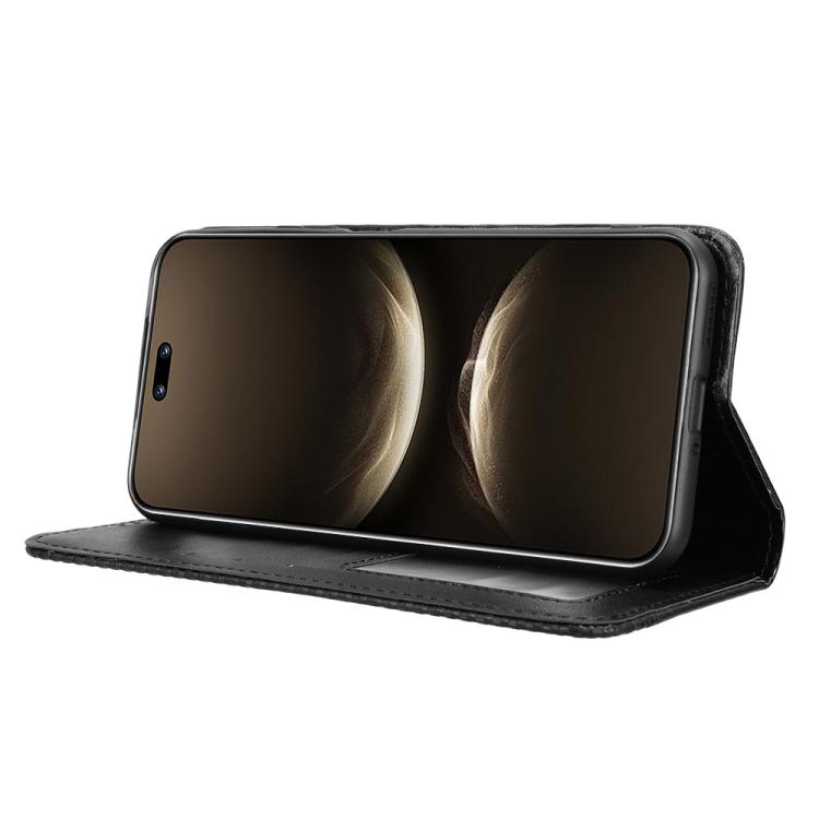 Funda de cuero con textura retro y hebilla magnética para Huawei Nova 14 Pro 5G (negro)