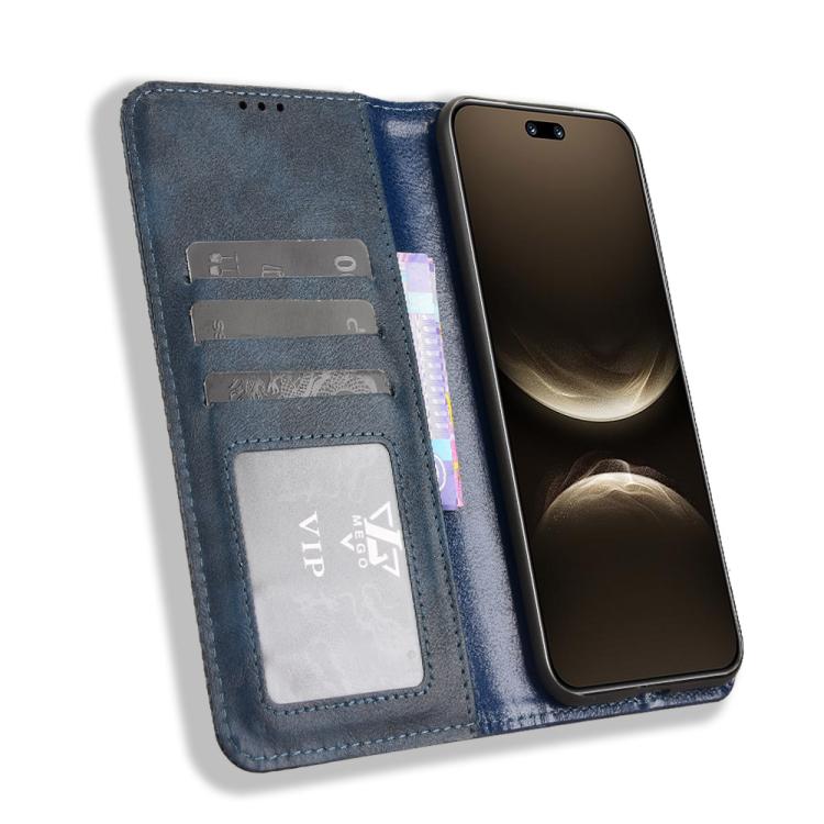 Funda de cuero con textura retro y hebilla magnética para Huawei Nova 14 Pro 5G (azul)