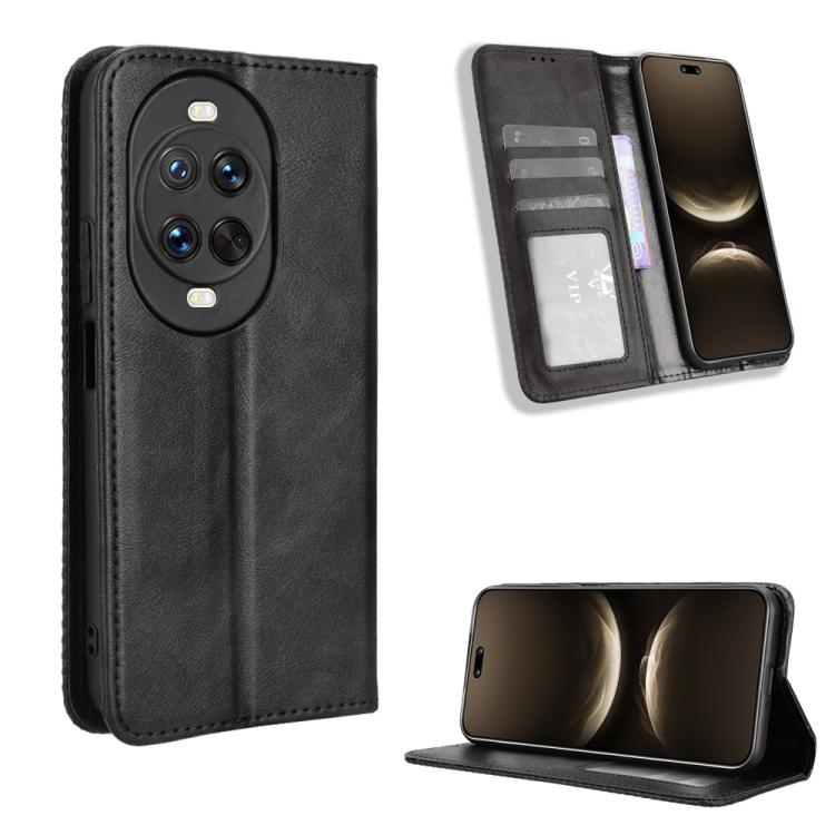 Funda de cuero con textura retro y hebilla magnética para Huawei Nova 14 Ultra 5G (negro)