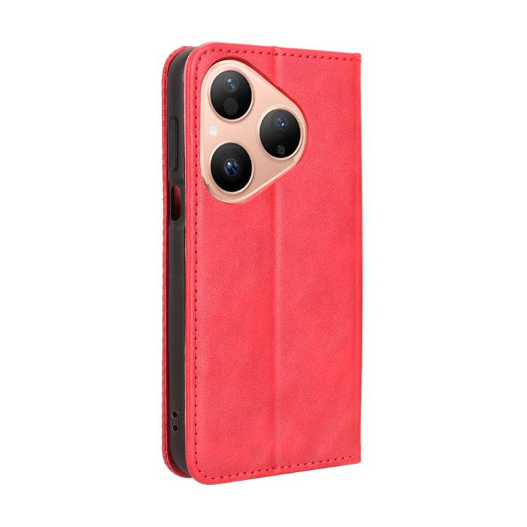 Funda de cuero con textura retro y hebilla magnética para Huawei Pura 80 5G (roja)