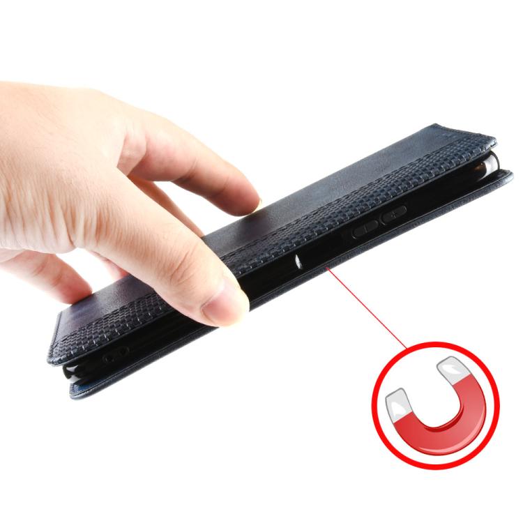 Funda de cuero con textura retro y hebilla magnética para Huawei Pura 80 5G (azul)