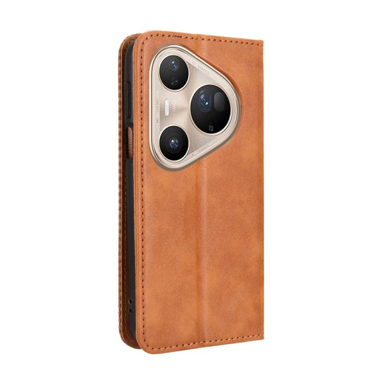 Funda de cuero con textura retro y hebilla magnética para Huawei Pura 80 Pro 5G / 80 Pro+ 5G (marrón)