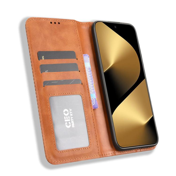 Funda de cuero con textura retro y hebilla magnética para Huawei Pura 80 Pro 5G / 80 Pro+ 5G (marrón)