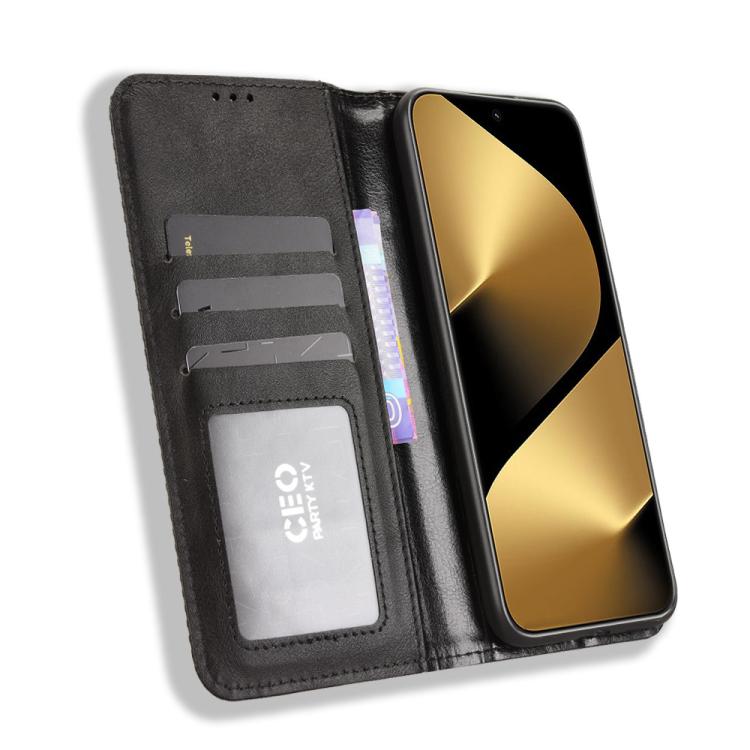 Funda de cuero con textura retro y hebilla magnética para Huawei Pura 80 Ultra 5G (negra)