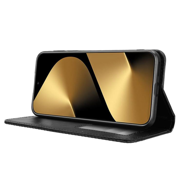 Funda de cuero con textura retro y hebilla magnética para Huawei Pura 80 Ultra 5G (negra)