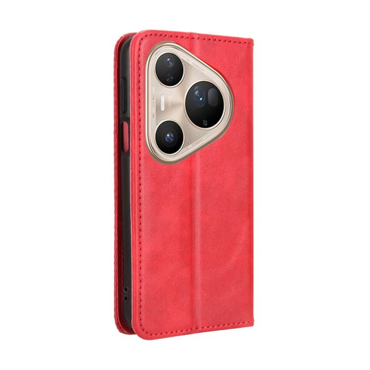 Funda de cuero con textura retro y hebilla magnética para Huawei Pura 80 Ultra 5G (roja)